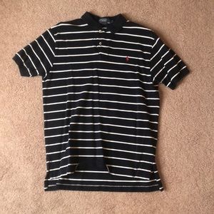 Navy and white men’s polo